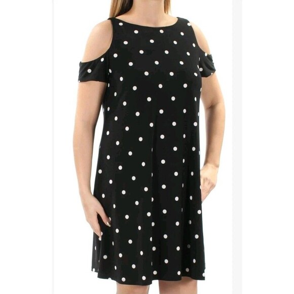 Lauren by Ralph Lauren Women's Polka-Dot Trapeze Jersey Dress Casual  Size 12. - Picture 1 of 11